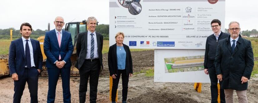 von rechts nach links: Michel Tournaire, Pierre-Henri Dumont, Natacha Bouchart, Vorstand der CargoBeamer AG: Dr. Hans-Jürgen Weidemann, Dr. Markus Fischer und Nicolas Albrecht